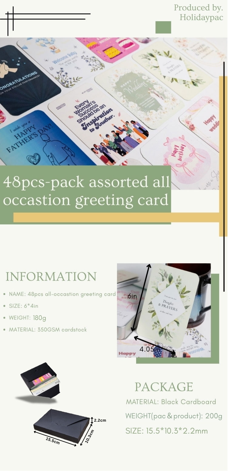 Factory Custom Logo Creative Matte Lamination Thank You Printing Happy Birthday Holiday Multipack Greeting Cards with Tin Box