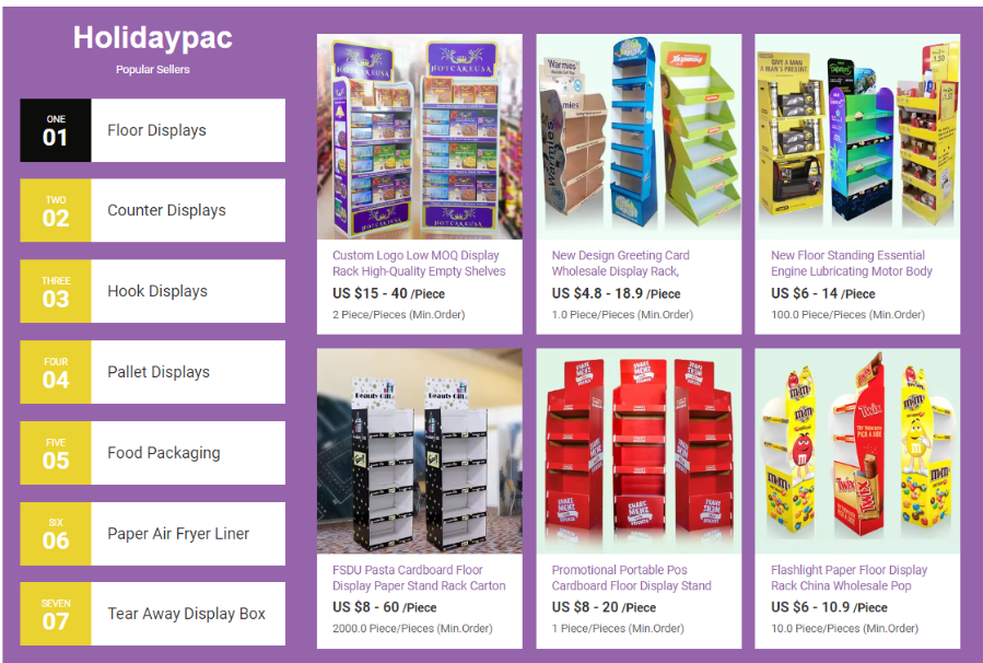 Holidaypac design all the cardboard displays