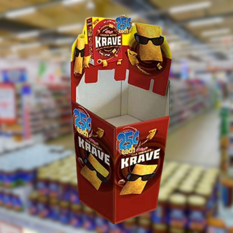 Custom Adjustable Dump Bin for Kellogg's Krave Chocolate breakfast cereal - Holidaypac