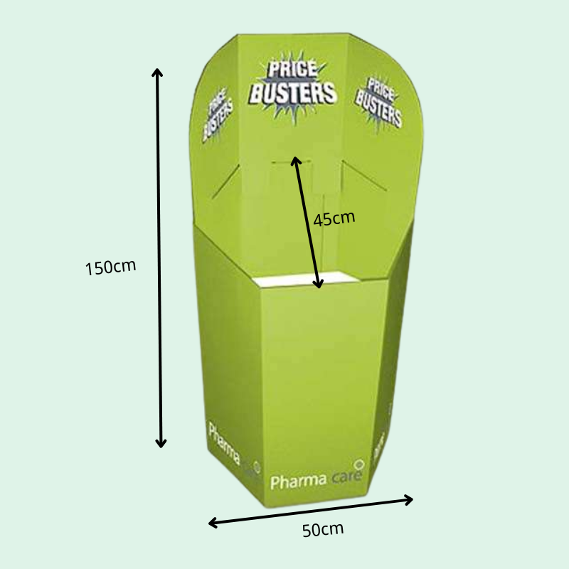 Custom Tapered Dump Bin for pharmacy - Holidaypac