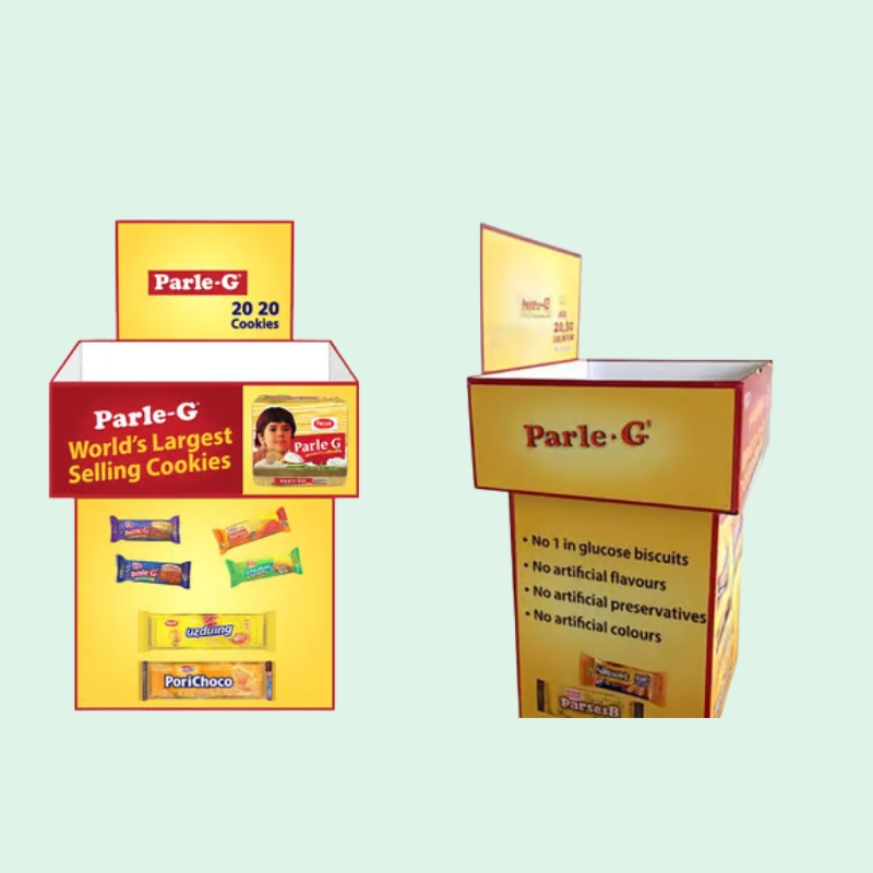 Custom Top Quality Dump Bins Retail For parle g Biscuits - Holidaypac