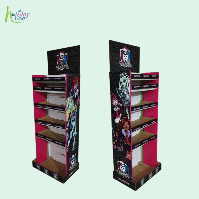Custom Monster High Cardboard Floor Display Stand with Shelves for Dolls and Toys - Holidaypac