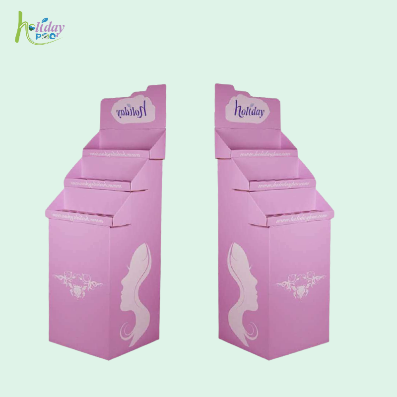 Custom Cardboard Floor Display Bins with 3-Tier for Bow Hair Brush - Holidaypac