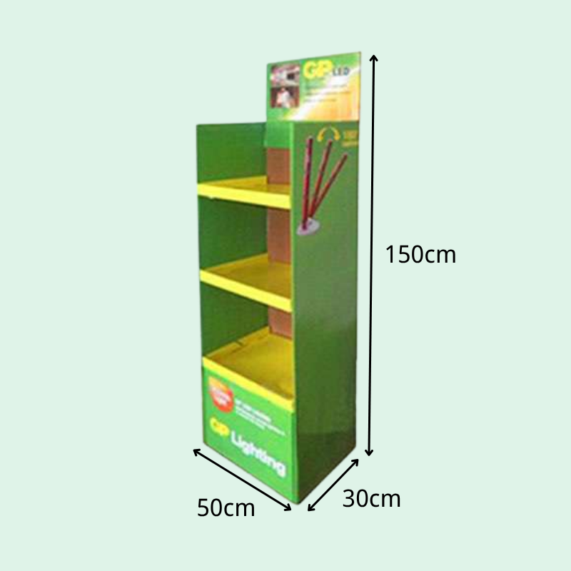 Custom 3-Tier Cardboard Floor Display Stand for LED Bulbs - Holidaypac