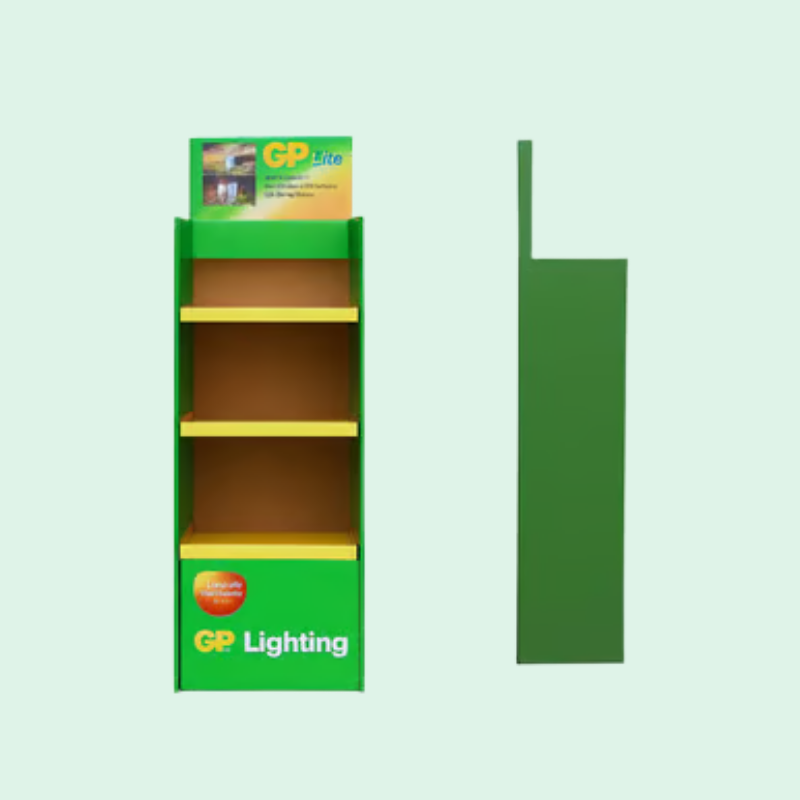 Custom 3-Tier Cardboard Floor Display Stand for LED Bulbs - Holidaypac