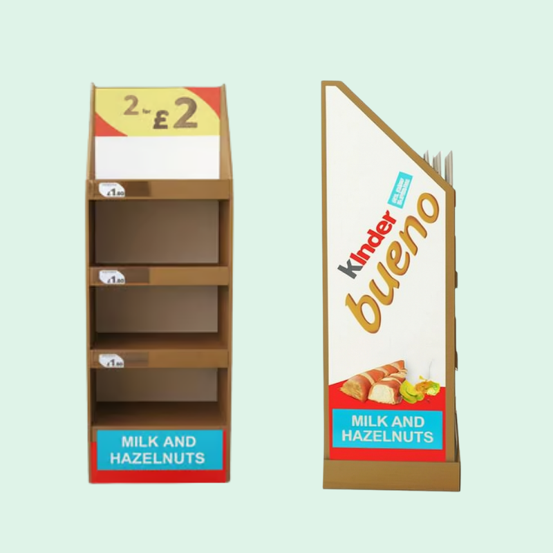Custom 4 Shelfs Corrugated Floor Display Stand for Chocolate Bars - Holidaypac