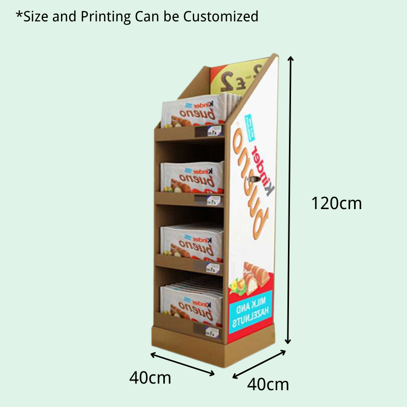 Custom 4 Shelfs Corrugated Floor Display Stand for Chocolate Bars - Holidaypac