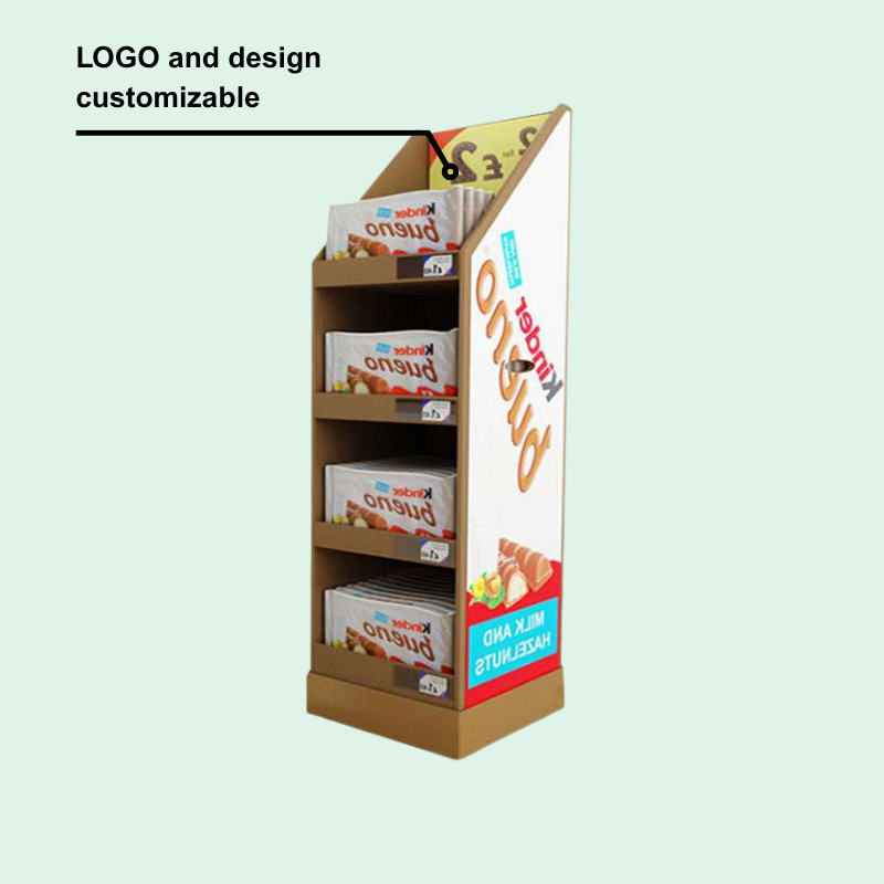 Custom 4 Shelfs Corrugated Floor Display Stand for Chocolate Bars - Holidaypac
