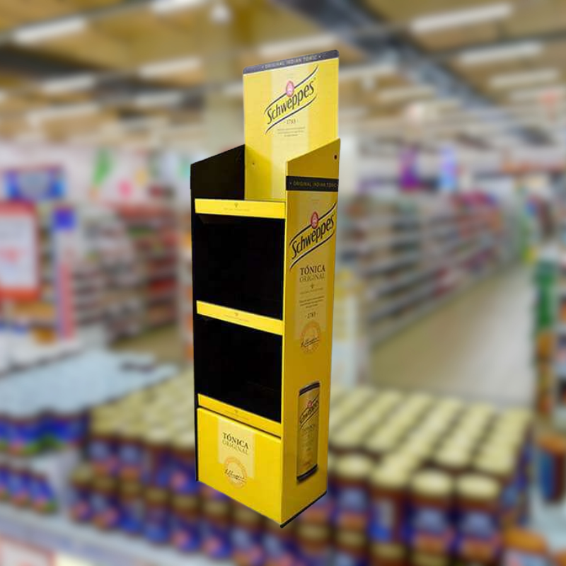 Custom Cardboard Corrugated Floor Retail Orange Beverage Displays-holidaypac