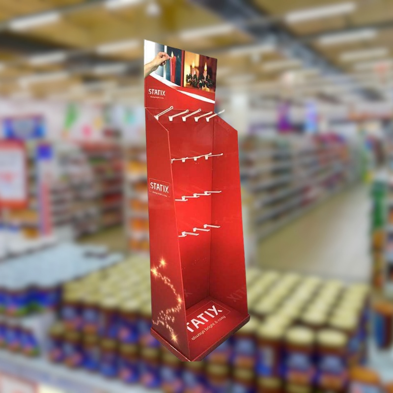 Custom Retail Paper Floor Case Stacker Display with Hook-Holidaypac