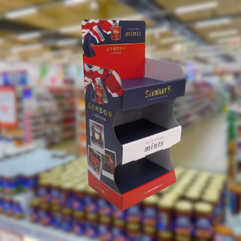 Custom Cardboard Floor Display Rack with 3 Shelves for Mints-Holidaypac