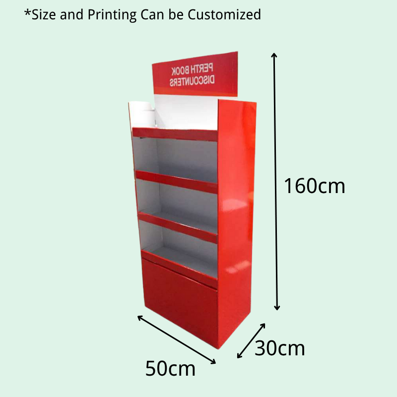 Custom Retail 4 Shelves Cardboard POP Display Stand with Base for Books-Holidaypac