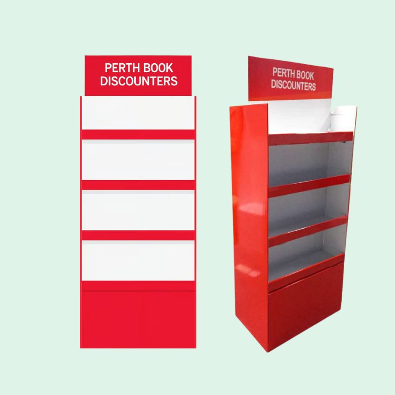 Custom Retail 4 Shelves Cardboard POP Display Stand with Base for Books-Holidaypac