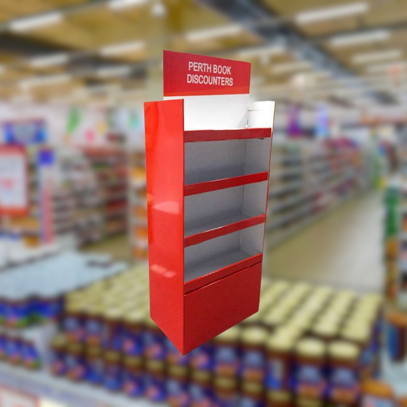 Custom Retail 4 Shelves Cardboard POP Display Stand with Base for Books-Holidaypac