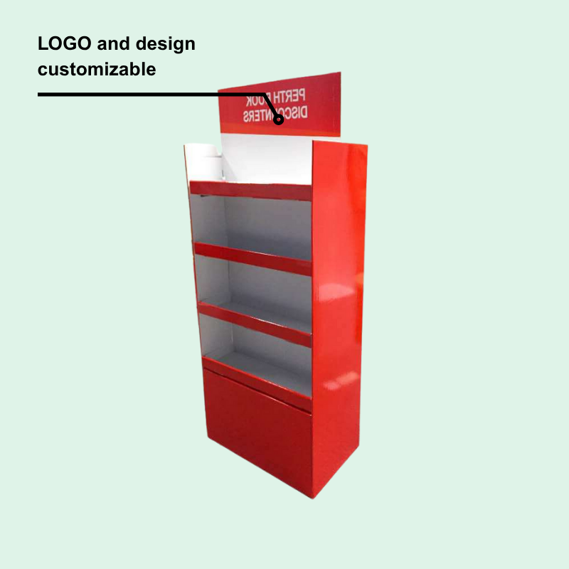 Custom Retail 4 Shelves Cardboard POP Display Stand with Base for Books-Holidaypac