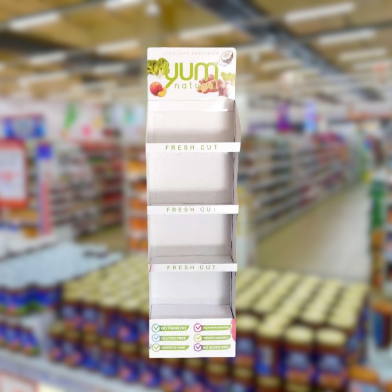 Custom Cardboard Free Standing Display Unit with 4 Shelves for Fitness nutritious meals-Holiday