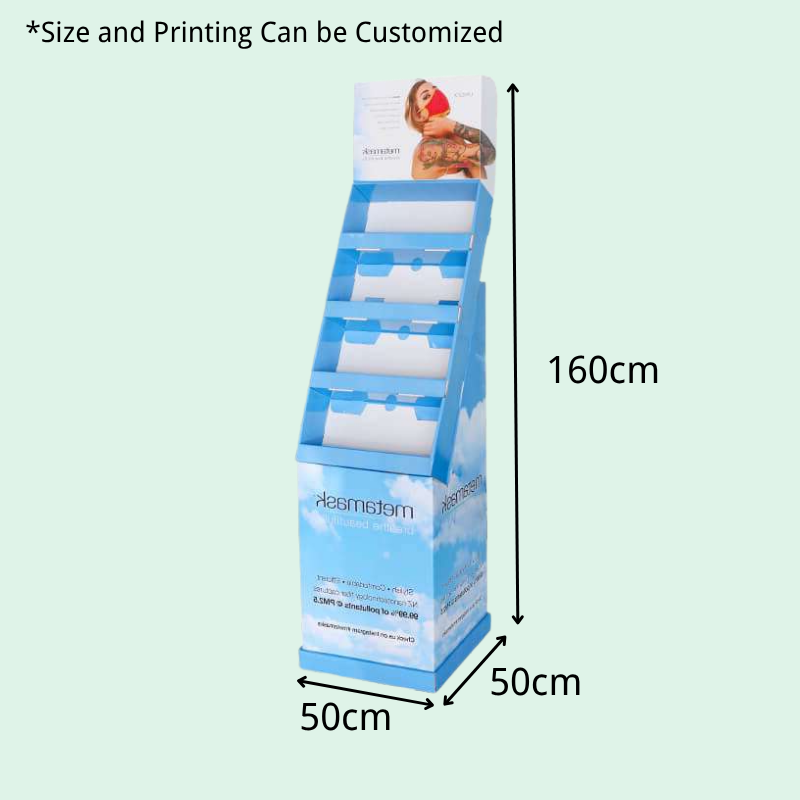 Custom Cardboard Floor Display Stand for Face Masks with Shelves - Holidaypac