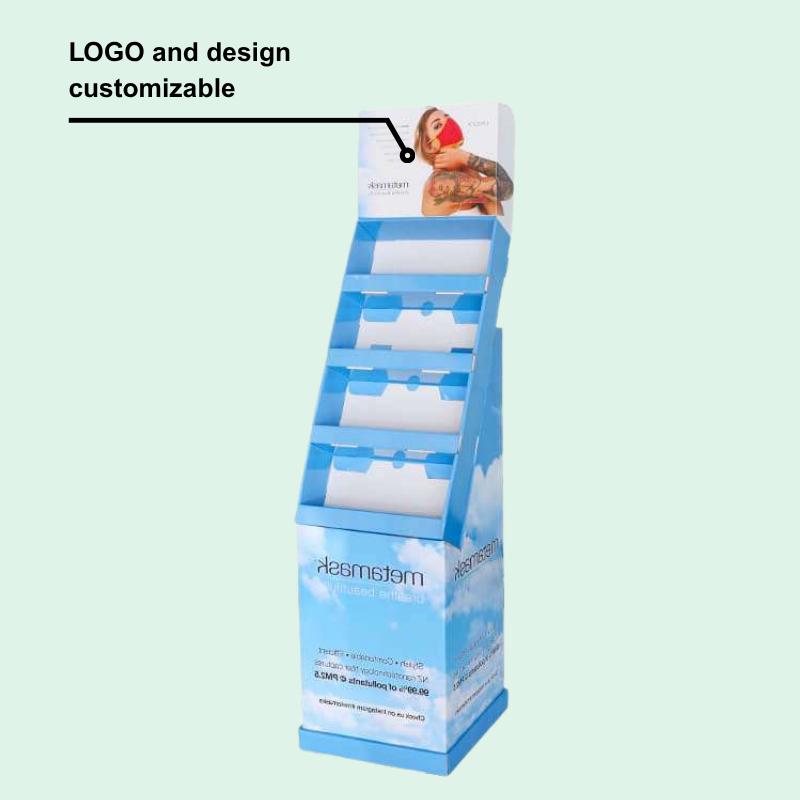 Custom Cardboard Floor Display Stand for Face Masks with Shelves - Holidaypac