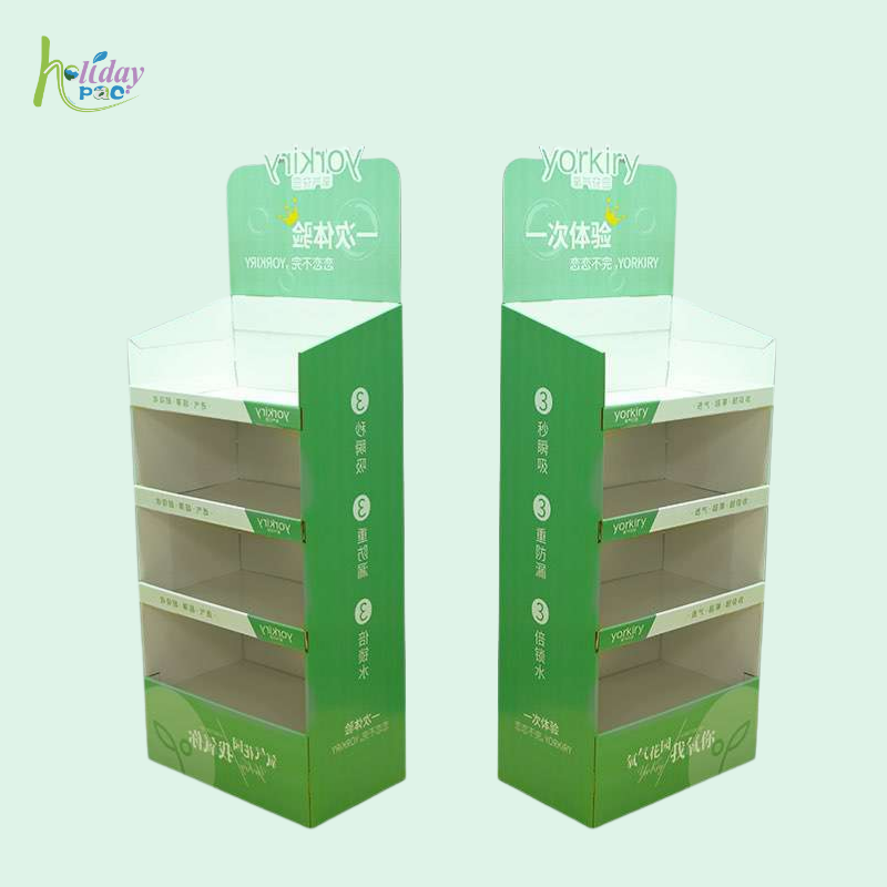 Custom Corrugated Floor Carton Display Stand for Sanitary Napkin-Holigaypac