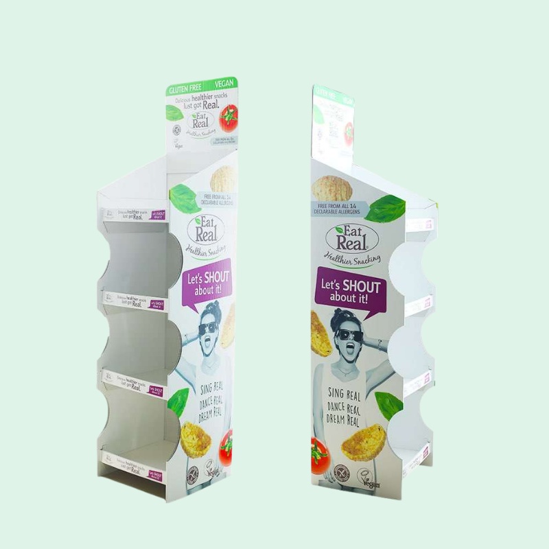 Custom Branded 5 Shelves Floor Carton Floor Display Rack for Chips-Holidaypac
