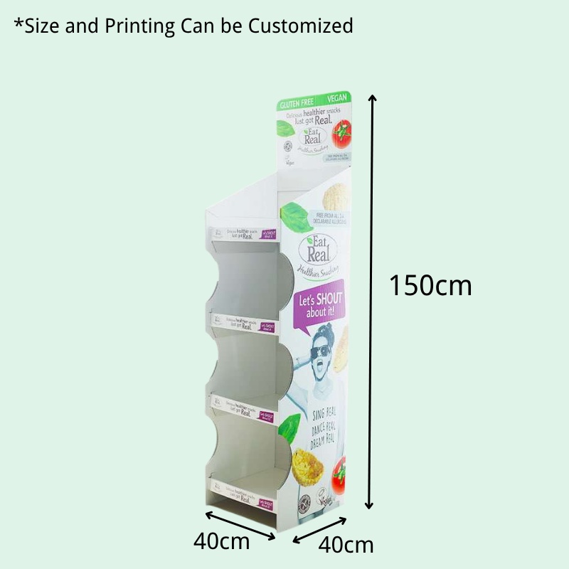 Custom Branded 5 Shelves Floor Carton Floor Display Rack for Chips-Holidaypac