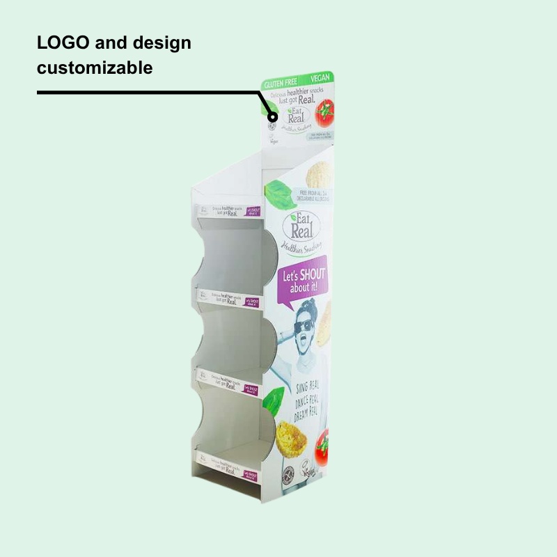 Custom Branded 5 Shelves Floor Carton Floor Display Rack for Chips-Holidaypac