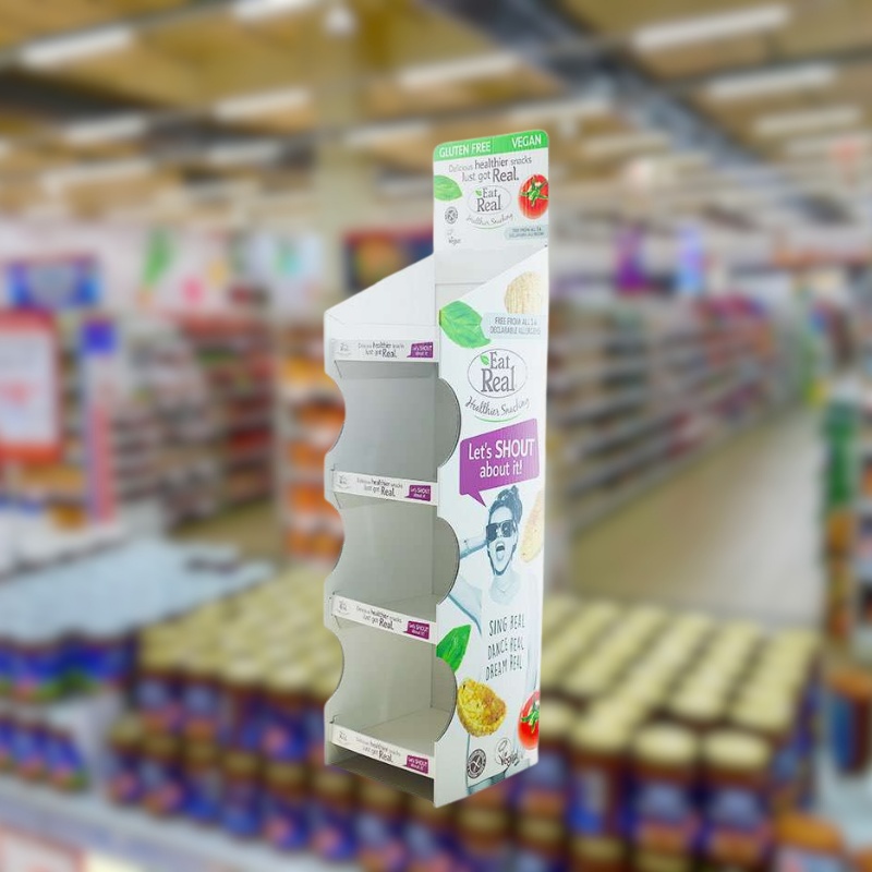 Custom Branded 5 Shelves Floor Carton Floor Display Rack for Chips-Holidaypac