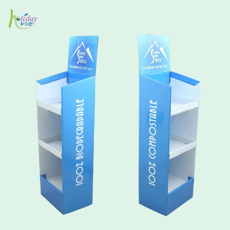 Custom Heavy Duty Corrugated FSDU Display Rack for Bottles Drinks-Holidaypac