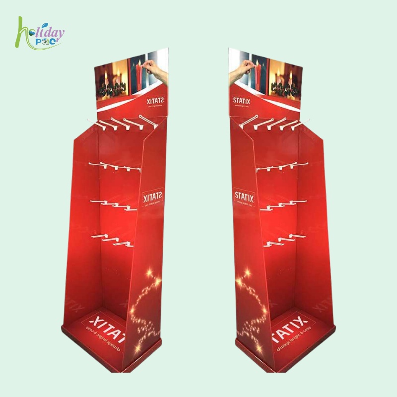 Custom Retail Paper Floor Case Stacker Display with Hook-Holidaypac