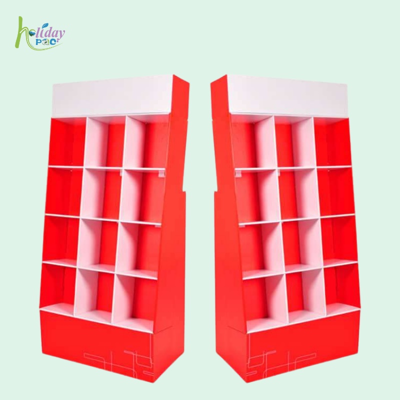 Custom Cardboard Floor Display with Compartment for Magazines-Holigaypac