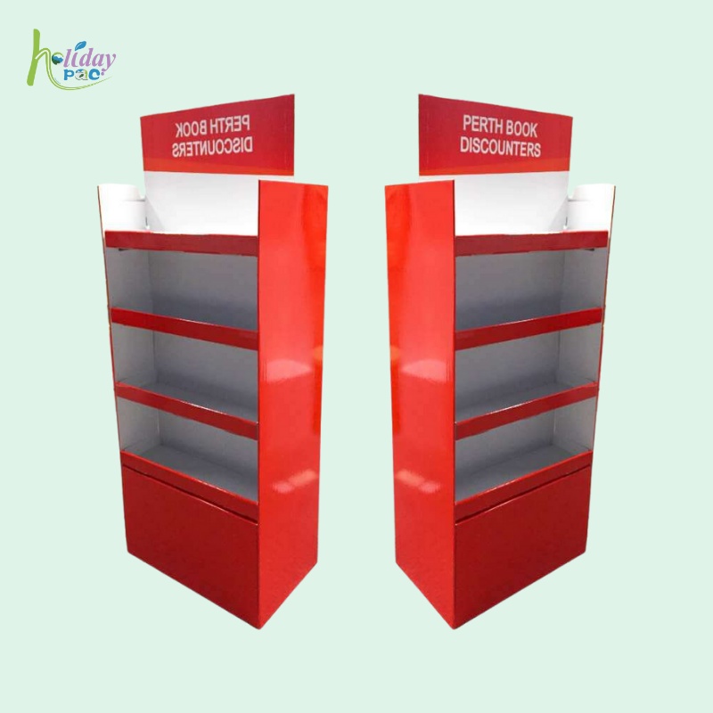 Custom Retail 4 Shelves Cardboard POP Display Stand with Base for Books-Holidaypac