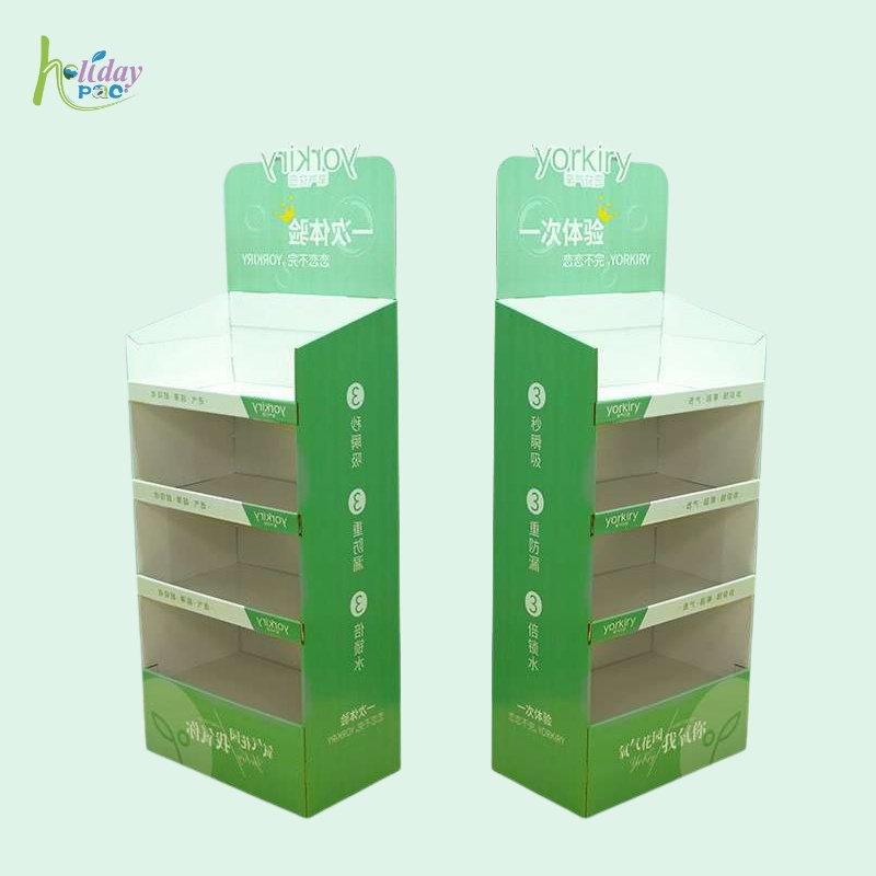 Custom Corrugated Floor Carton Display Stand for Sanitary Napkin-Holidaypac
