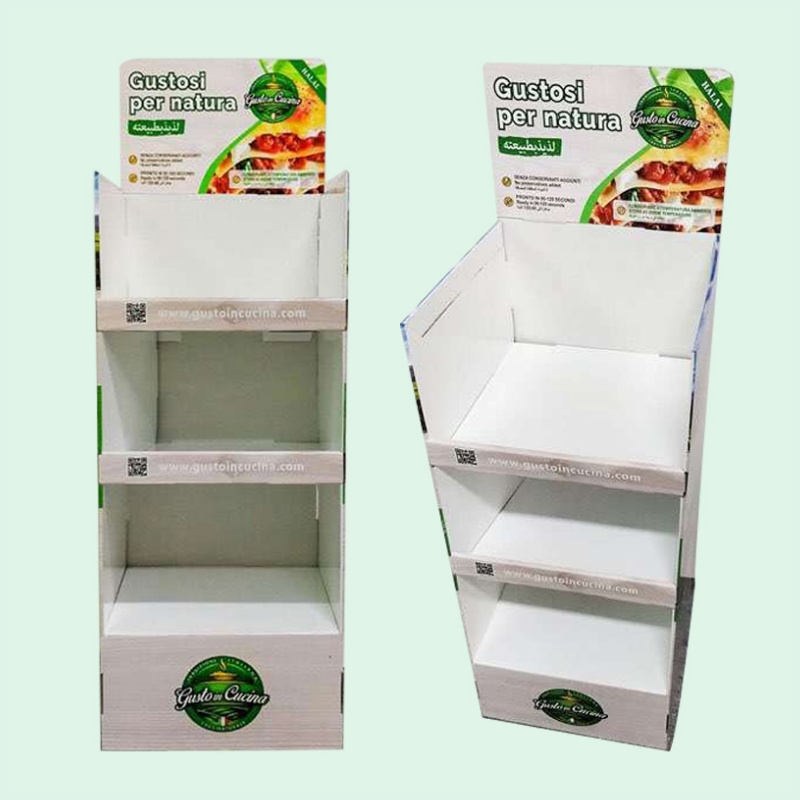 Custom 3-Tier Cardboard Floor Display Stand for Ready-to-eat dishes Products-Holidaypac
