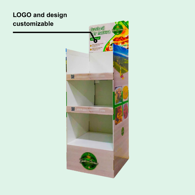 Custom 3-Tier Cardboard Floor Display Stand for Ready-to-eat dishes Products-Holidaypac
