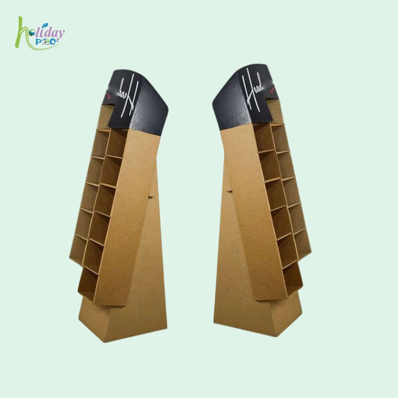 Custom Cardboard Floor Displays with 12 Pockets and Base for Retail-Holidaypac