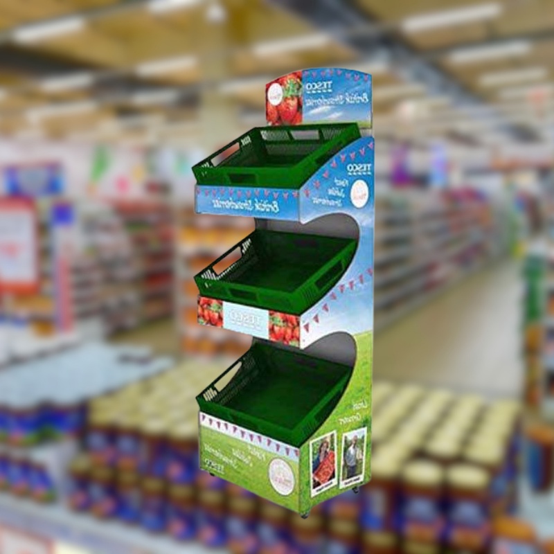 Custom Cardboard Floor Display With Three Tray for Fruit-Holidaypac