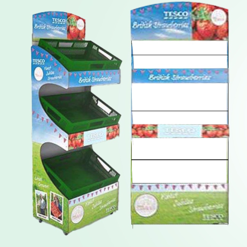 Custom Cardboard Floor Display With Three Tray for Fruit-Holidaypac