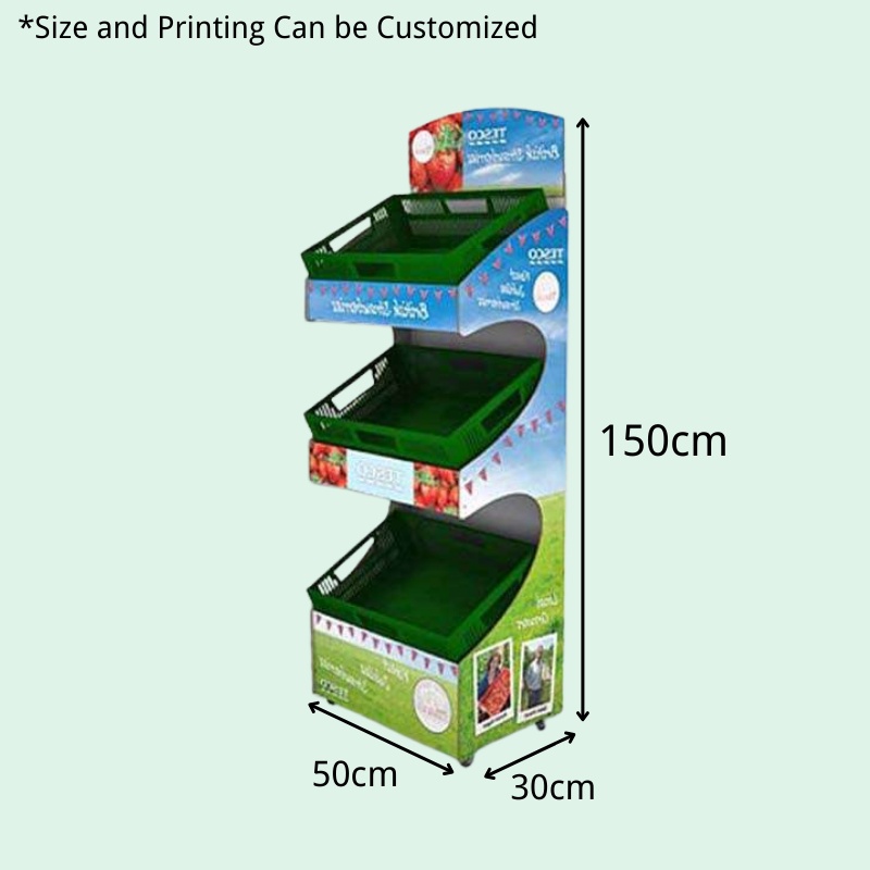 Custom Cardboard Floor Display With Three Tray for Fruit-Holidaypac
