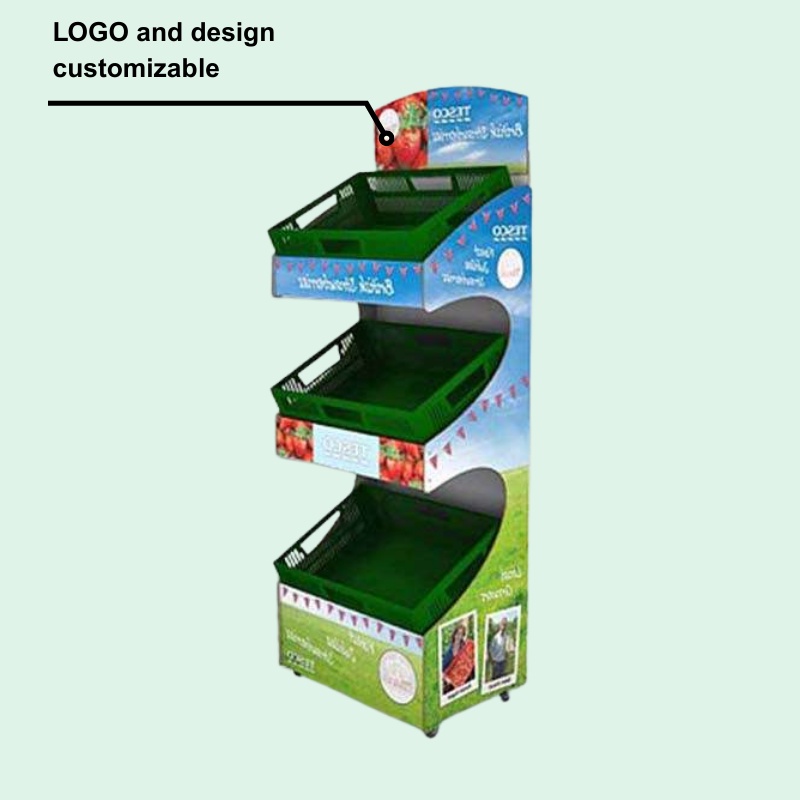 Custom Cardboard Floor Display With Three Tray for Fruit-Holidaypac