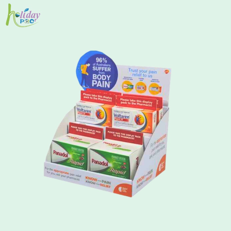 Custom Counter Display Stands For Medicines with Tier-Holidaypac