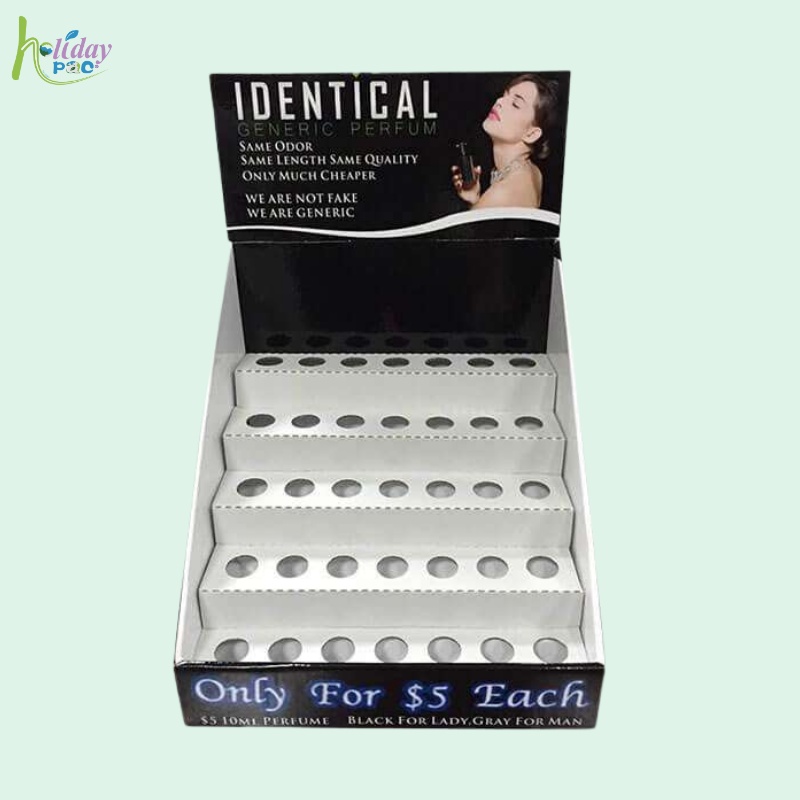 Custom 5 Steps Counter Cardboard Display for Perfume with Hole-Holidaypac