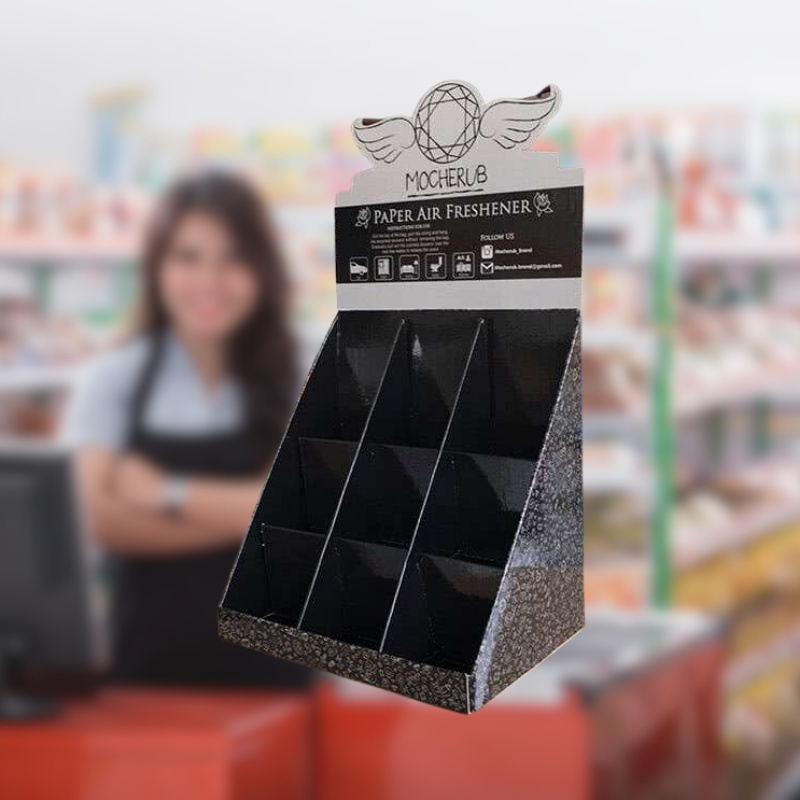 Custom Countertop Cardboard Display with Multiple Divider and Header for Air Freshener-Holidaypac