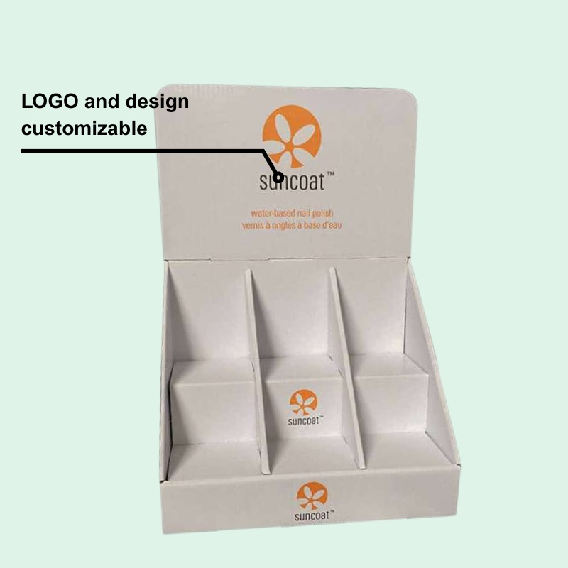 Corrugated Counter Top Display Boxes with 6 Dividers for Nail Polish-Holidaypac