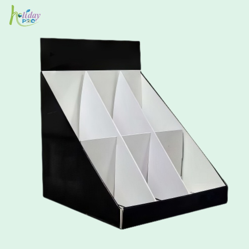 Custom Cardboard Counter Cosmetics Display Stand for Eyelash with 6 Dividers-Holidaypac