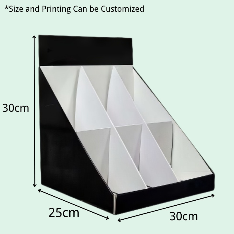 Custom Cardboard Counter Cosmetics Display Stand for Eyelash with 6 Dividers-Holidaypac
