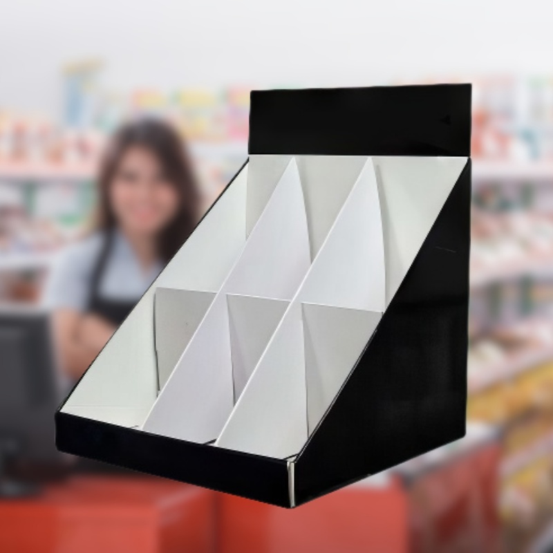 Custom Cardboard Counter Cosmetics Display Stand for Eyelash with 6 Dividers-Holidaypac