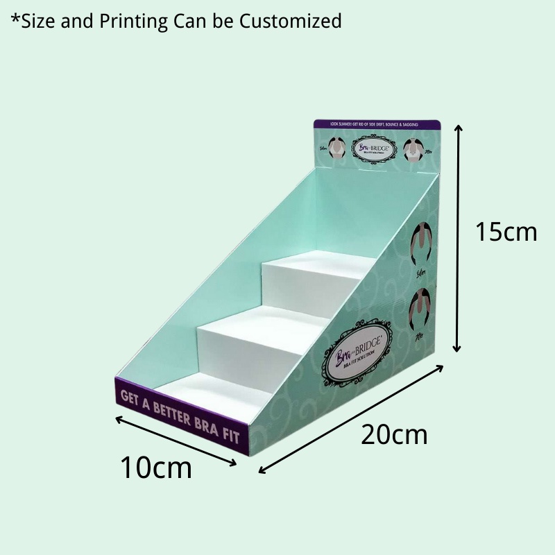 Custom 3-Tiers Cardboard Counter Top Displays for Bra -Holidaypac