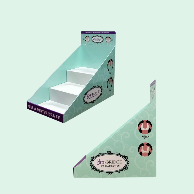 Custom 3-Tiers Cardboard Counter Top Displays for Bra -Holidaypac
