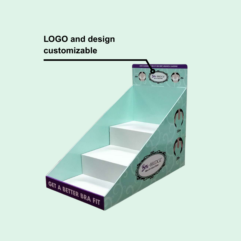 Custom 3-Tiers Cardboard Counter Top Displays for Bra -Holidaypac
