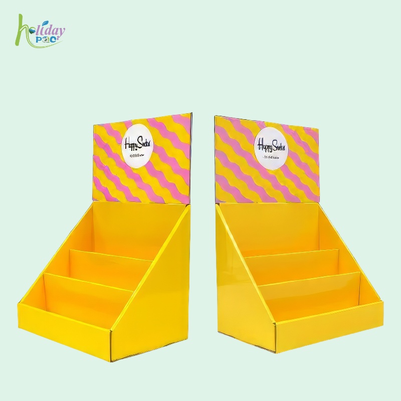 Wholesale Custom LOGO Size PDQ Cardboard Display Desktop Paper Shelf Corrugated Paper Display Stand - Holidaypac